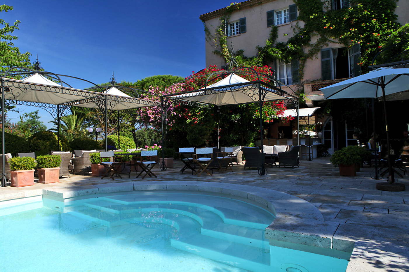 Luxury hotel in park-like garden in the hills of St. Tropez France