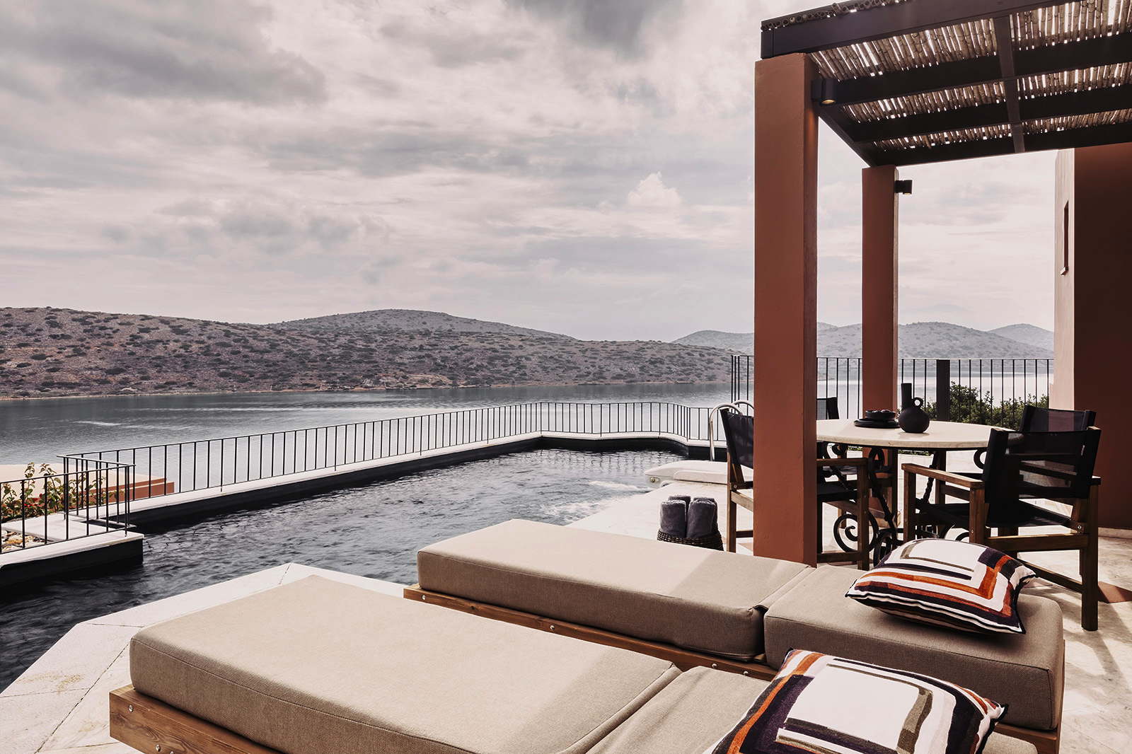 Luxury vacation villa with pool and  sea views in exclusive resort Elounda Crete
