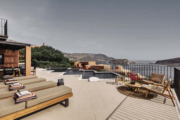 Luxury vacation villa with pool and  sea views in exclusive resort Elounda Crete
