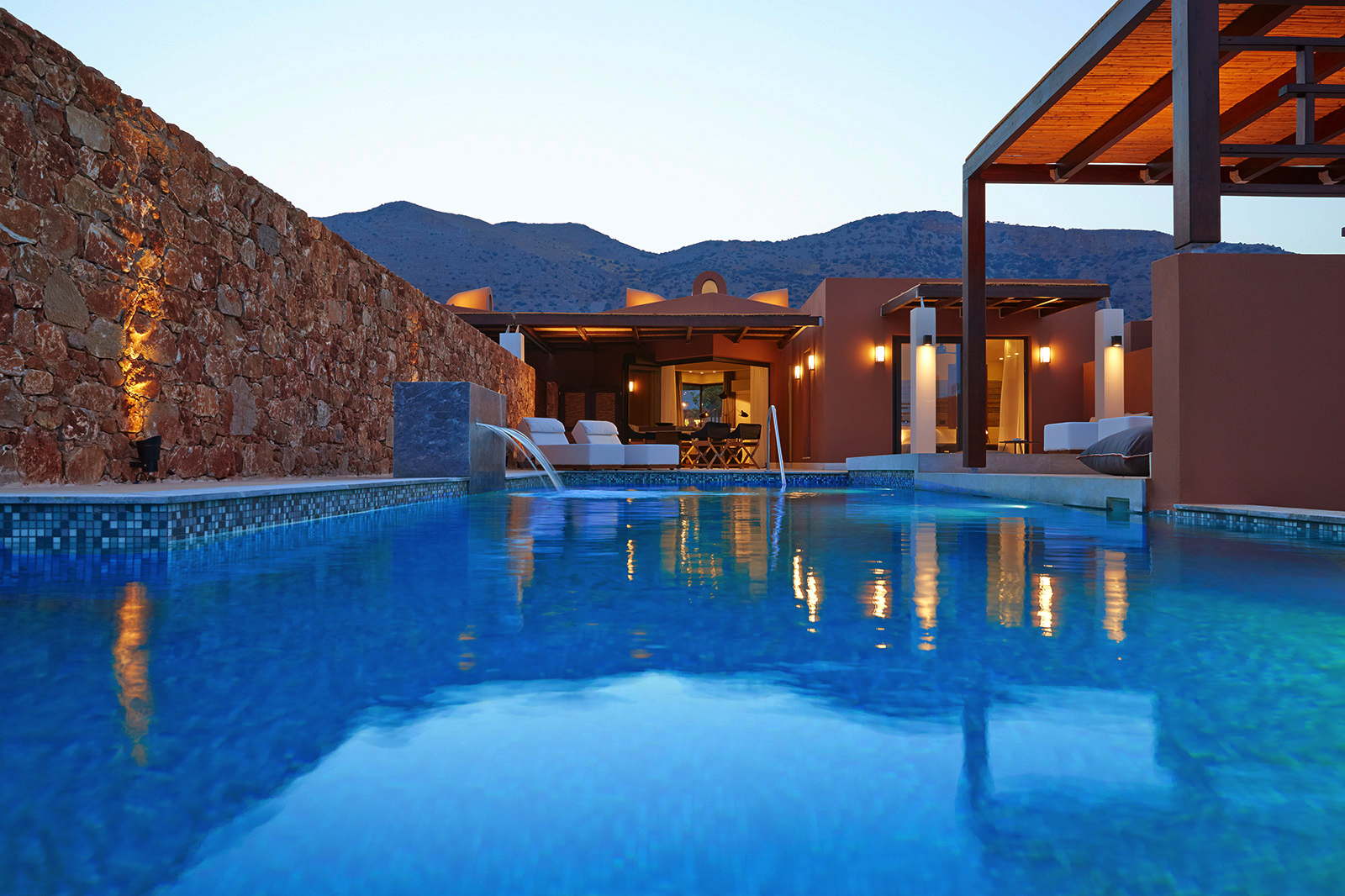 Luxury beachfront villa with pool in Elounda in Crete
