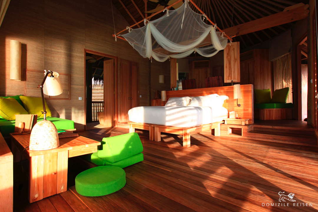 Maldives luxury hotel Six Senses Laamu lagoon water villa