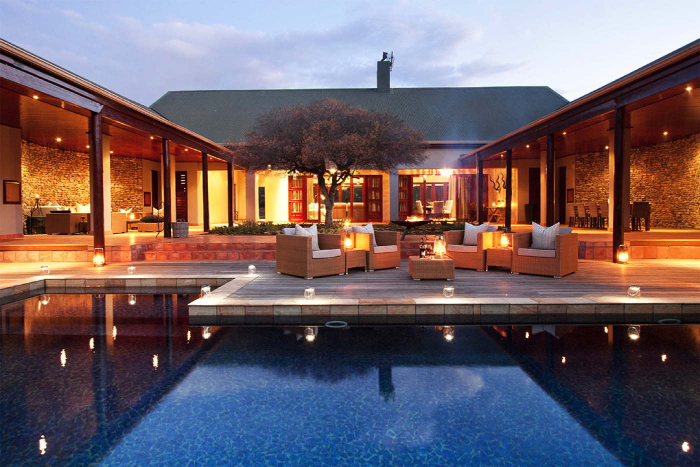Luxury villa with pool chef and private ranger in Big 5 Reserve South Africa
