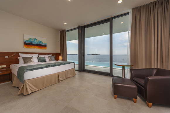 Design luxury villa by the sea and rocky beach pool Dalmatia Croatia