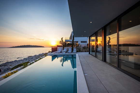 Design luxury villa by the sea and rocky beach pool Dalmatia Croatia