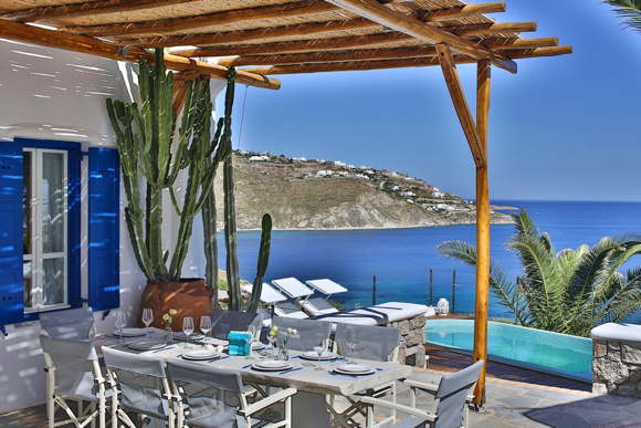 Vacation villa spa-pool sea view near beach Greece Cyclades Mykonos