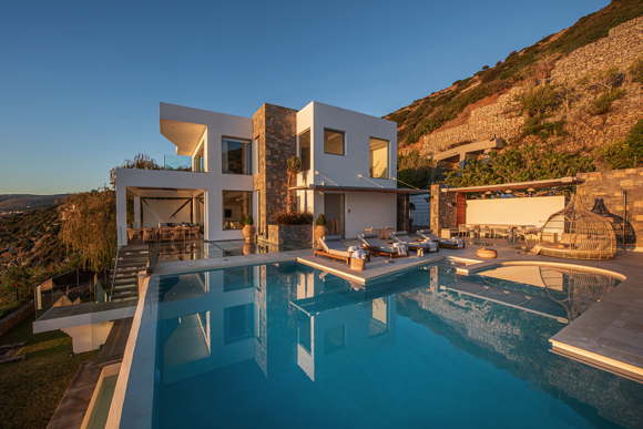 Vacation villa with private pool-sea view-gym-sauna-daily service in Greece-Crete-Palaiokastro