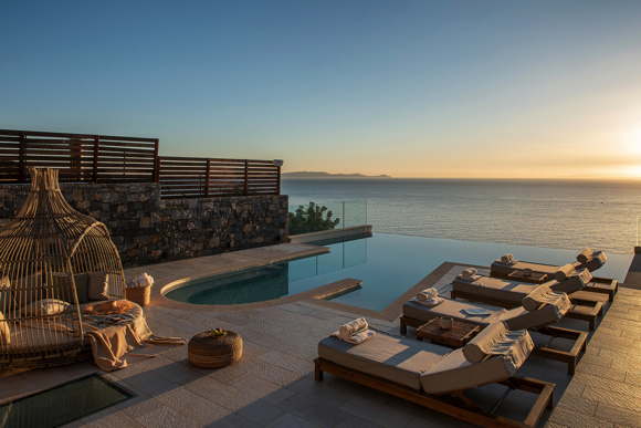 Vacation villa with private pool-sea view-gym-sauna-daily service in Greece-Crete-Palaiokastro