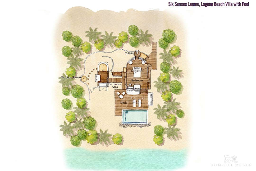Maldives luxury hotel Six Senses Laamu Lagoon Beach Villa with pool