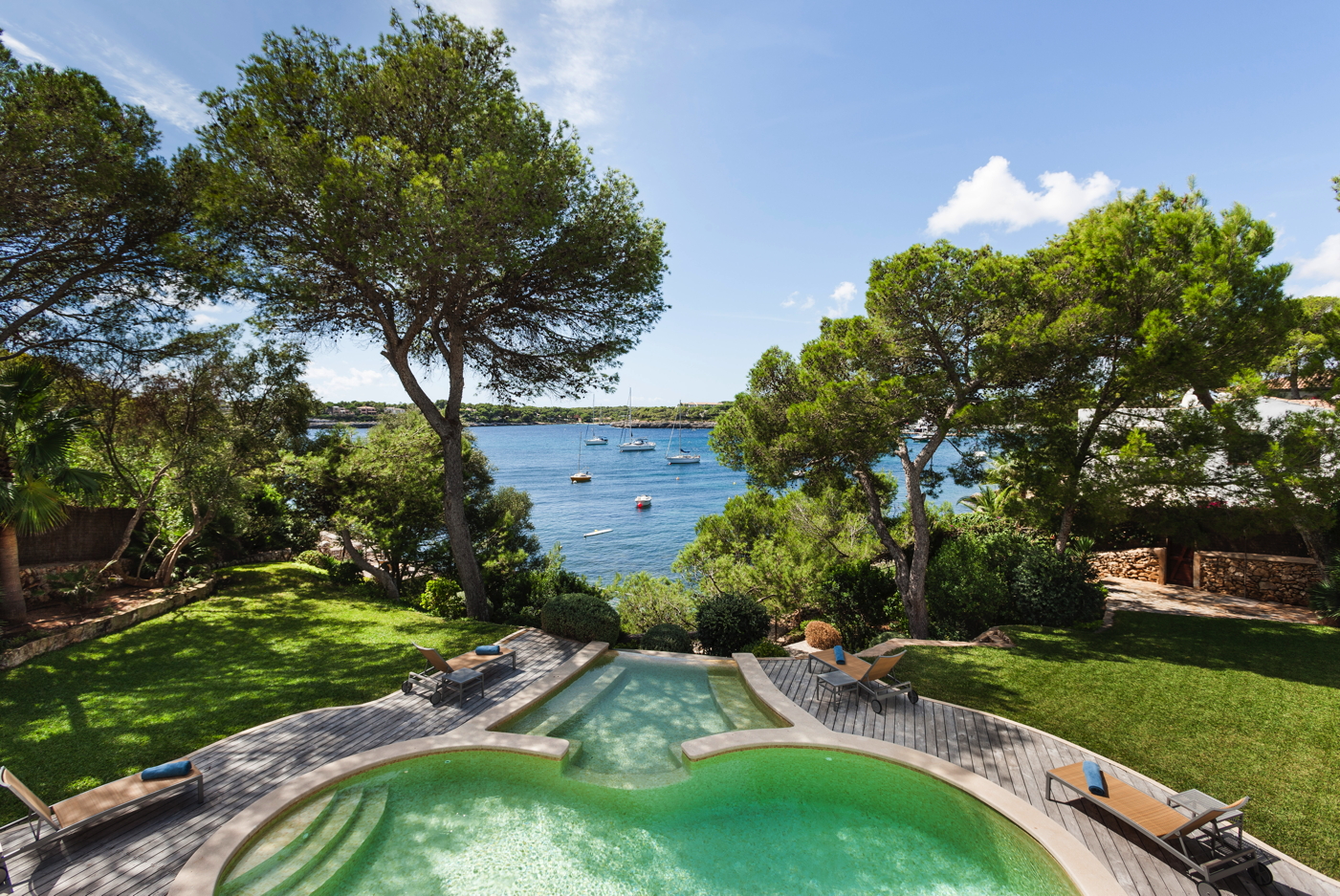 Luxury holiday rental villa seafront with own beach Porto Pedro Majorca Spain